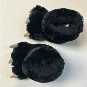 Lazy One Black Bear Paw Slippers for Kids